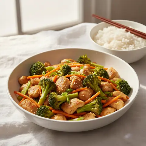 Sautéed Chicken with Broccoli and Carrots