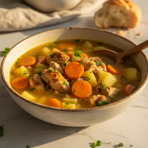Hähnchen- und Gemüsesuppe