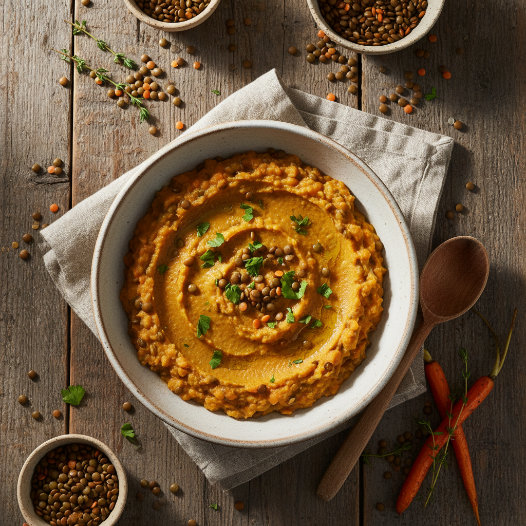 Purée de lentilles et carottes