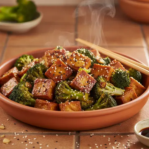 Wok of Smoked Tofu with Broccoli and Sesame