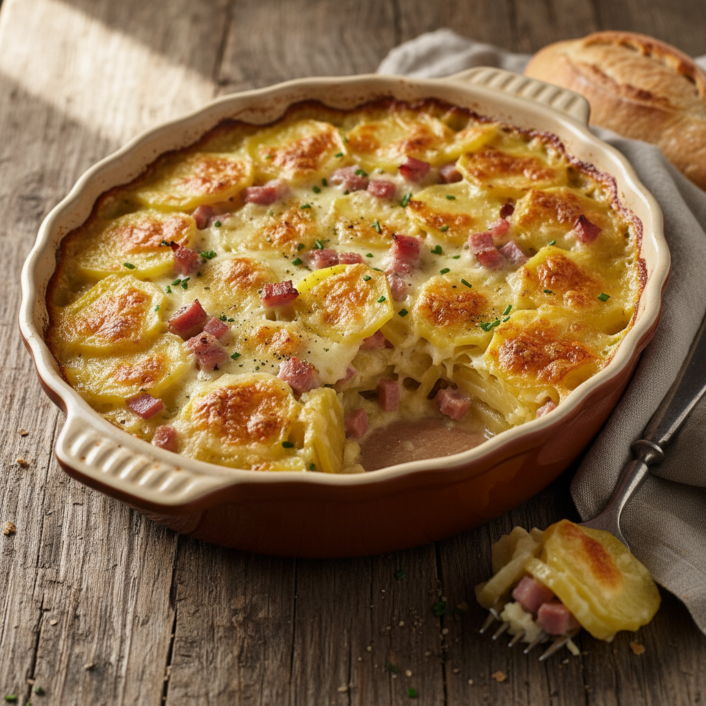 Gratin de pommes de terre et jambon