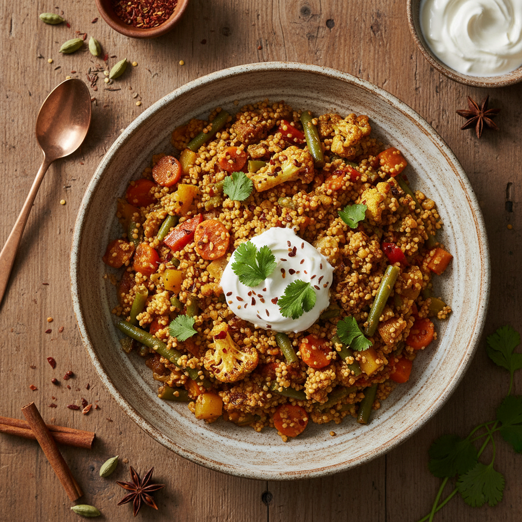 Curry Indien de Semoule et Légumes