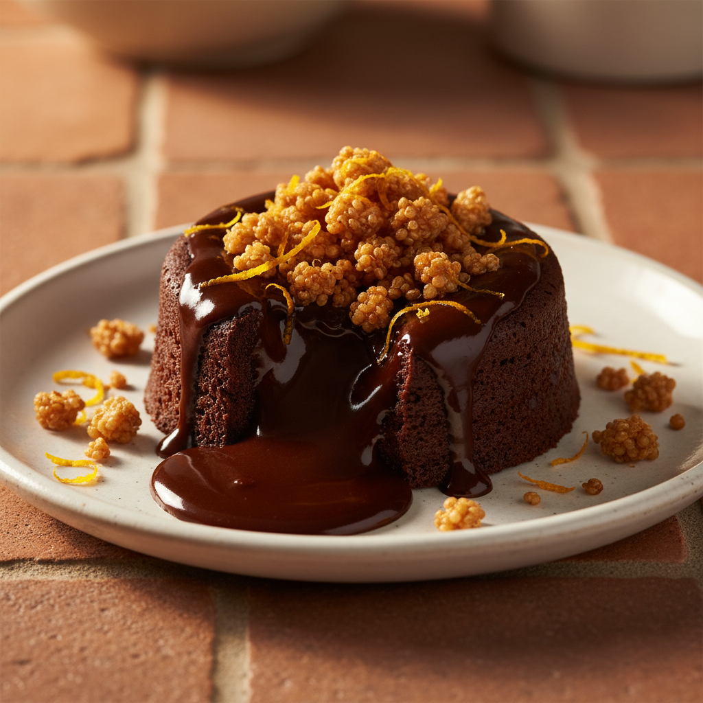 Chocolat Noir Fondant aux Éclats de Quinoa Croustillant et Zeste d'Orange