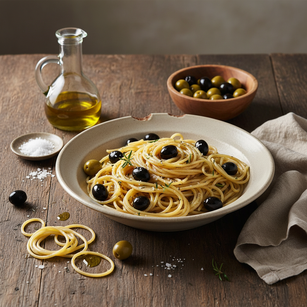 Pâtes aux Olives et Huile d'Olive
