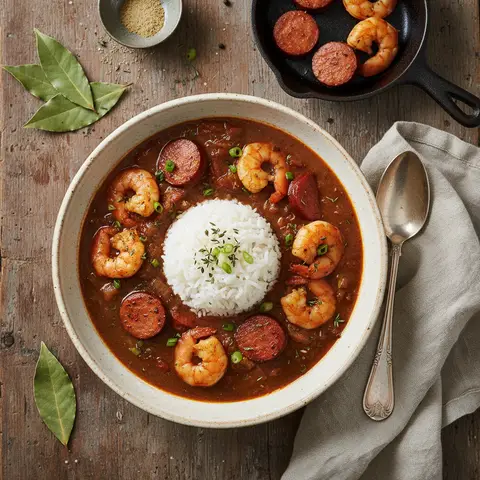 Gumbo mit Garnelen und Andouille
