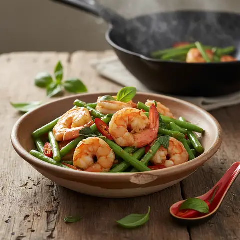 Thai Stir-Fried Shrimp with Basil and Green Beans