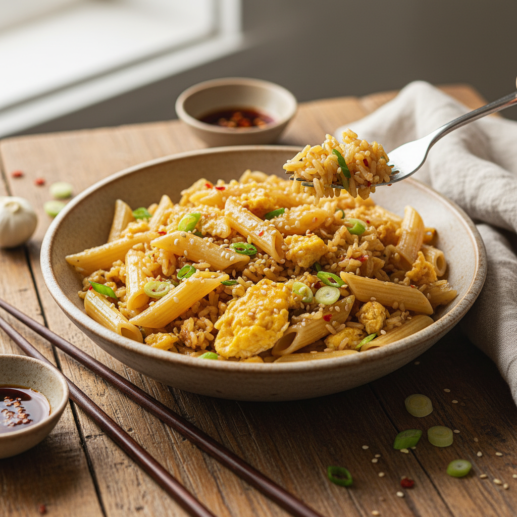 Riz Sauté aux Oeufs et Penne