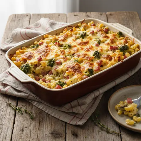 Baked Pasta with Ham and Broccoli