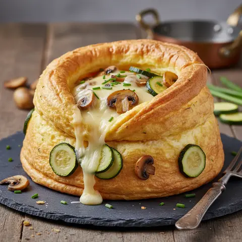 Soufflé Omelette with Gruyère, Mushrooms and Zucchini