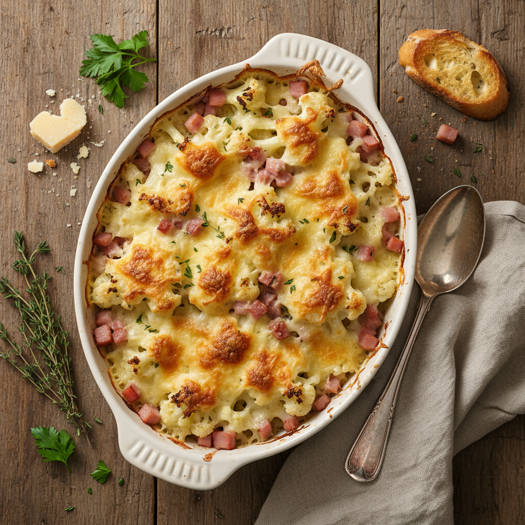 Gratin de Chou-fleur et Jambon