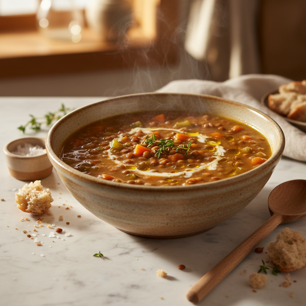 Soupe aux lentilles et légumes