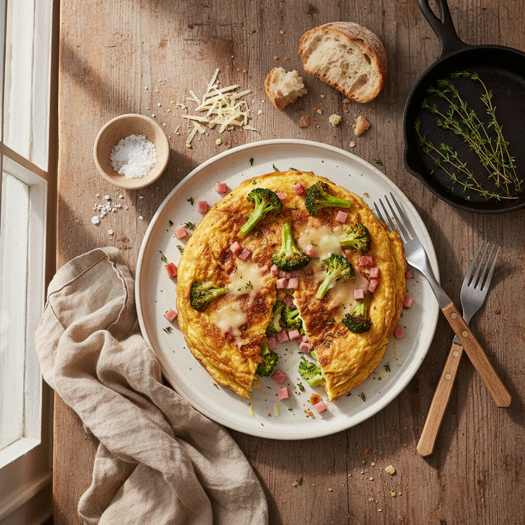 Omelette au Jambon, Fromage et Brocoli