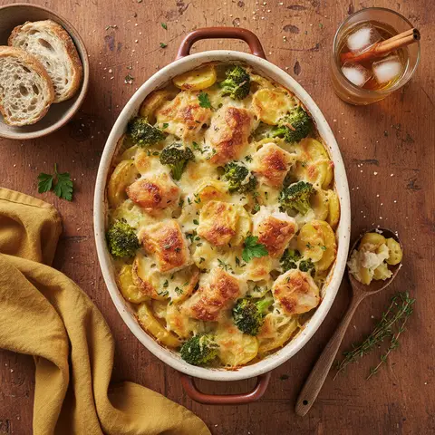 Chicken, Potato, and Broccoli Gratin