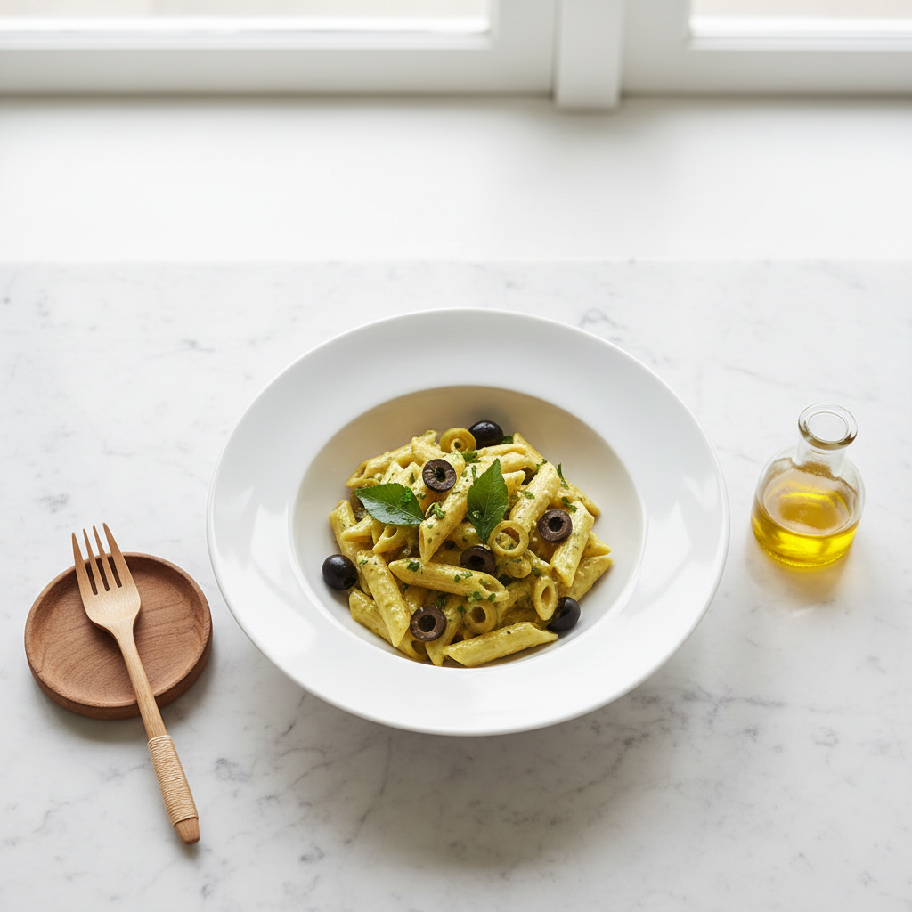 Penne aux Olives et Curry