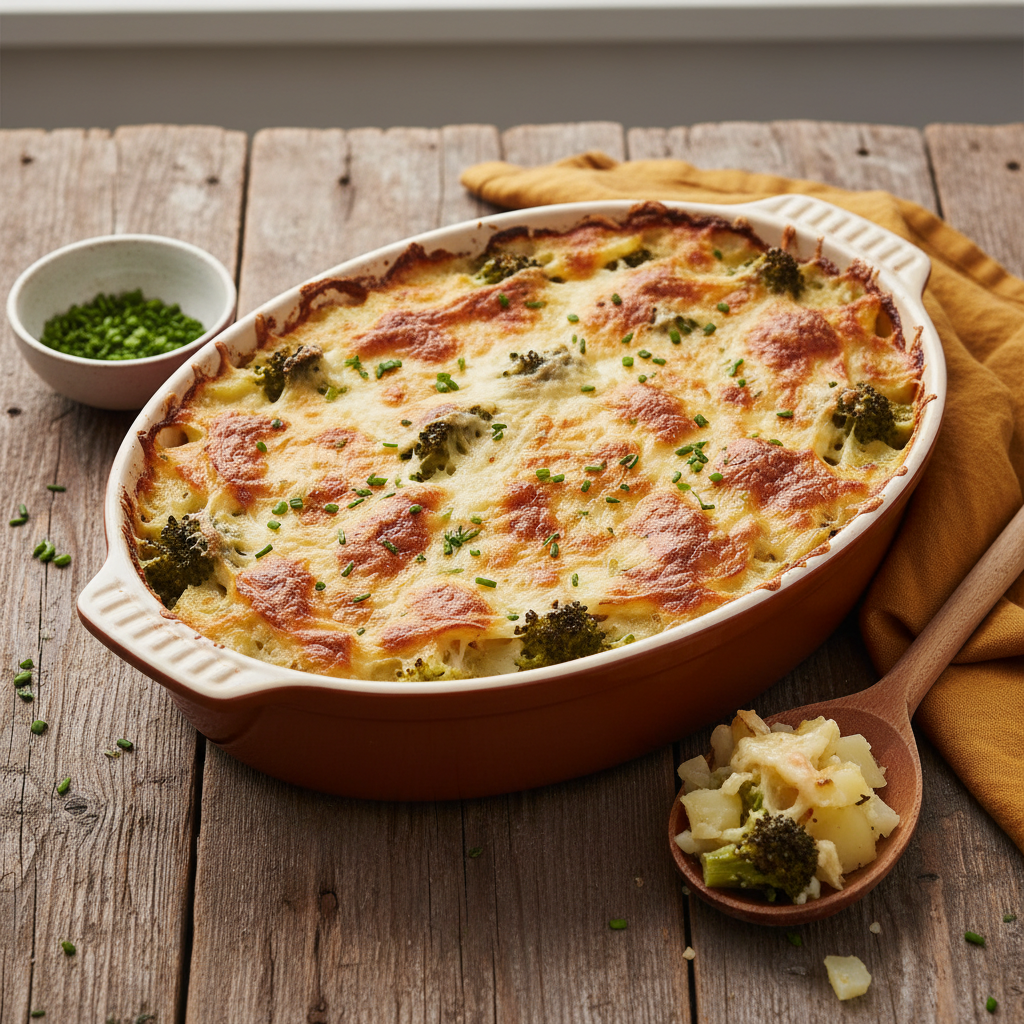 Gratin de Brocoli et Pommes de Terre au Gruyère