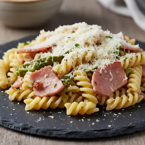 Parmesan Pasta with Ham and Cabbage