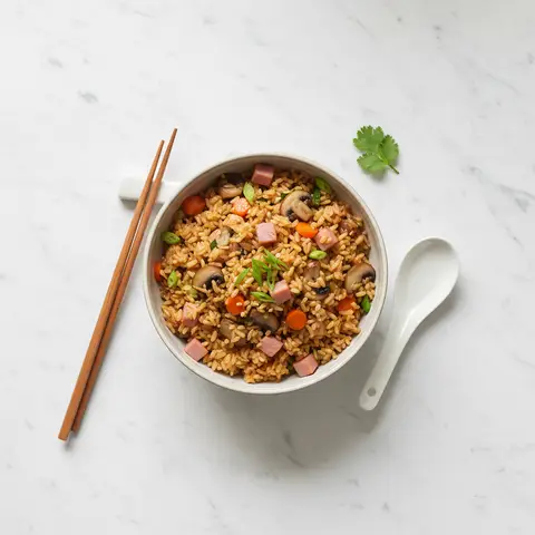 Stir-Fried Rice with Vegetables and Ham