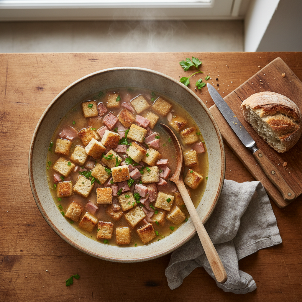 Soupe Jambon-Pain Réconfortante