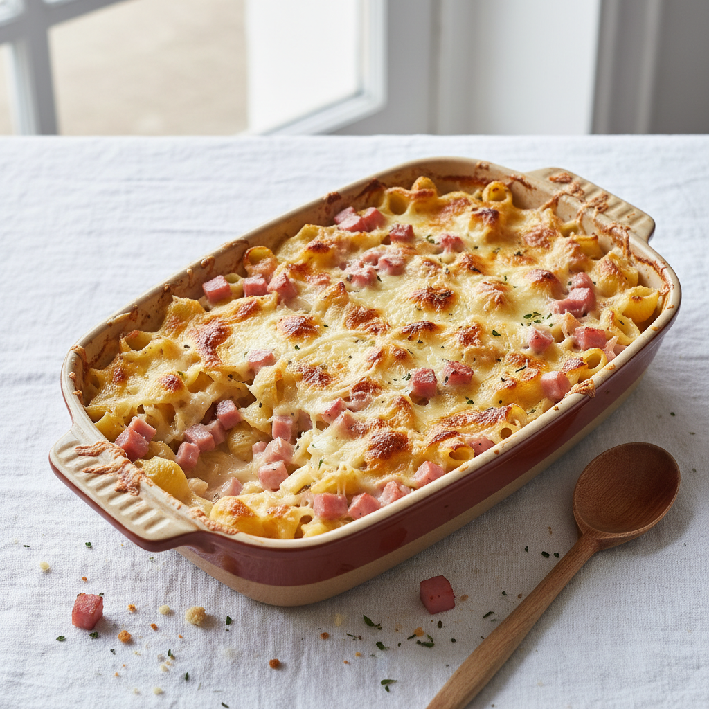 Gratin de Pâtes au Jambon et Fromage