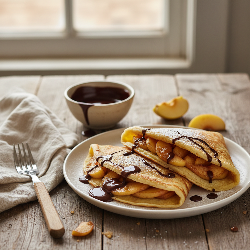 Crêpes aux Pommes et Chocolat