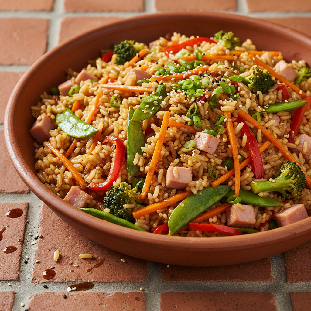 Poêlée de Riz Sauté aux Légumes et Jambon