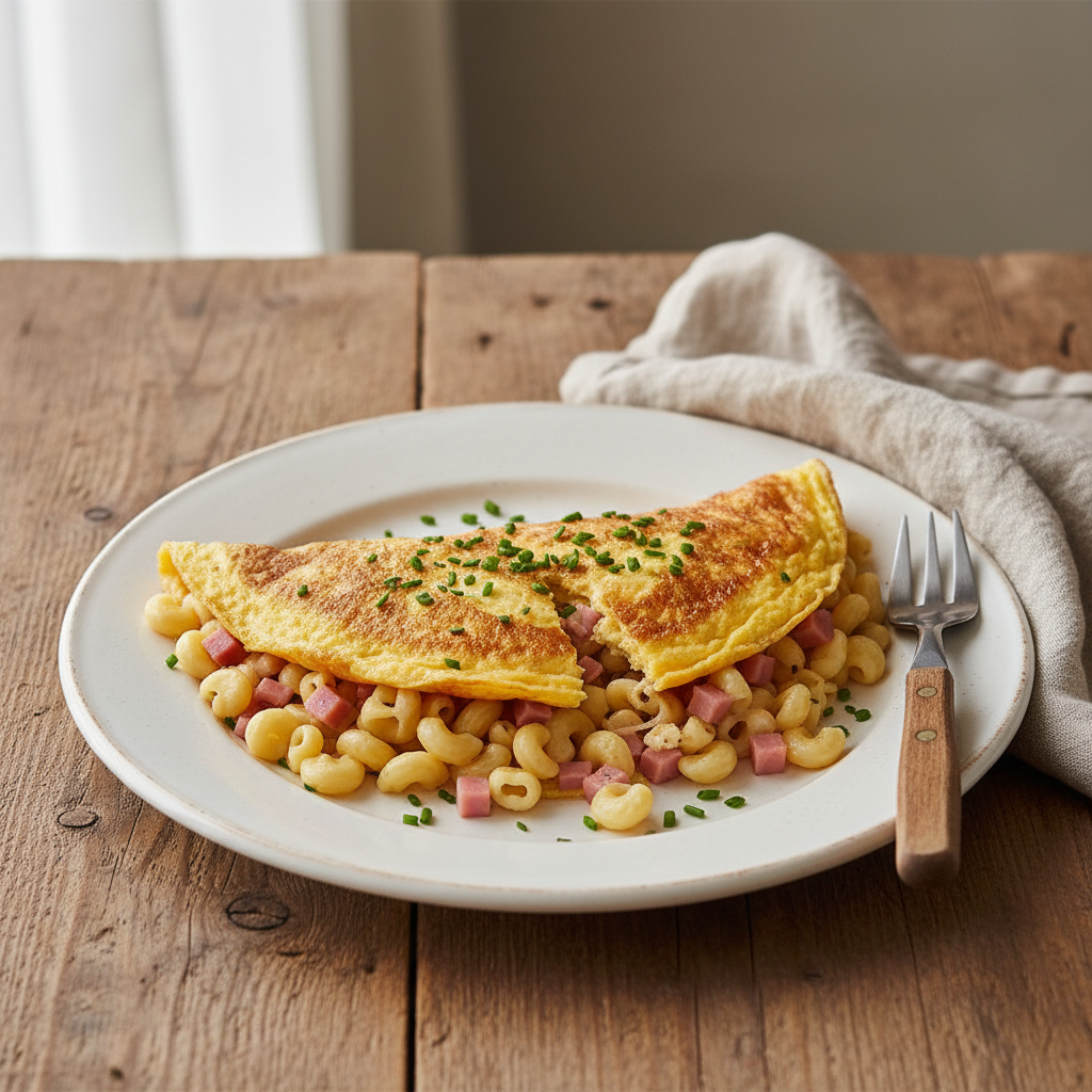 Omelette aux Coquillettes et Jambon