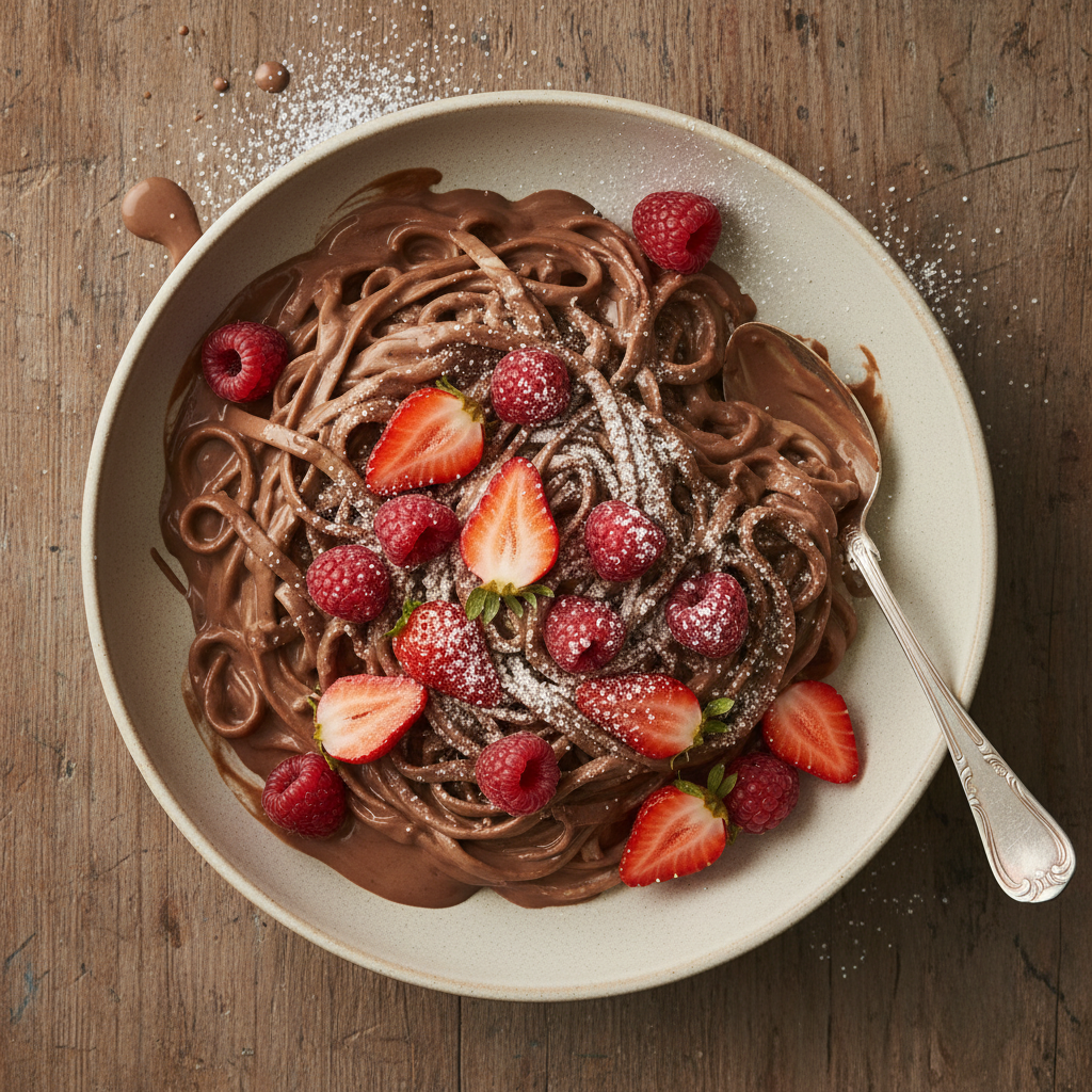 Pâtes Crème Chocolat et Fruits Rouges