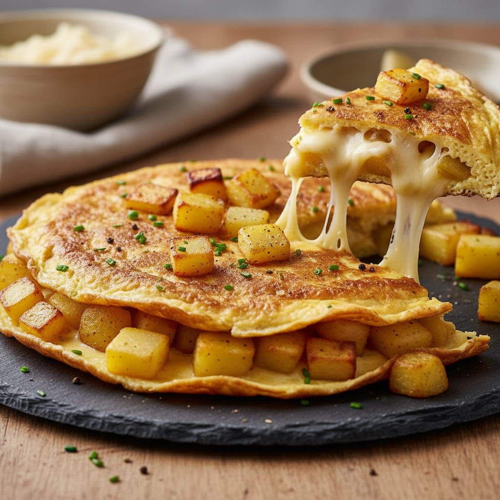 Omelette aux pommes de terre et fromage