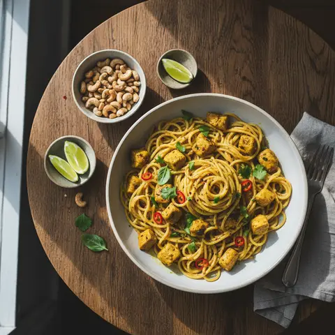 Pasta mit Curry und Hähnchen