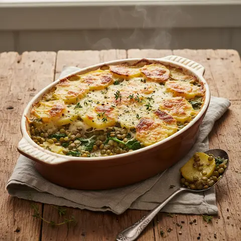 Kartoffel-Linsen-Gratin