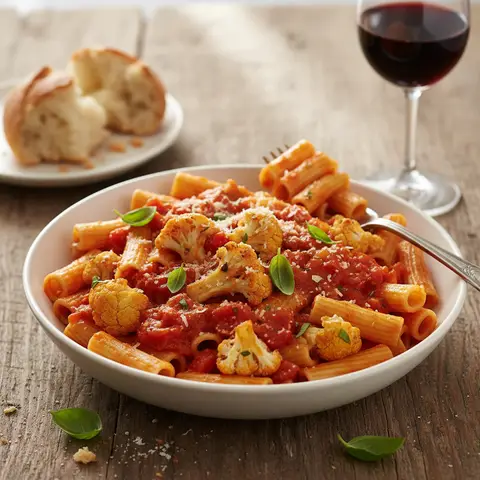 Pasta mit Blumenkohl und Tomatensauce