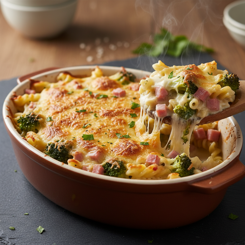 Gratin de Pâtes Jambon Brocoli