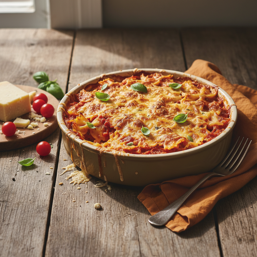 Gratin de Pâtes aux Tomates et Gruyère