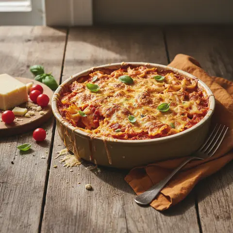 Pasta-Gratin mit Tomaten und Gruyère