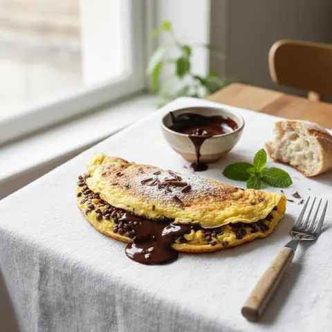 Lentil Omelette with Melted Chocolate