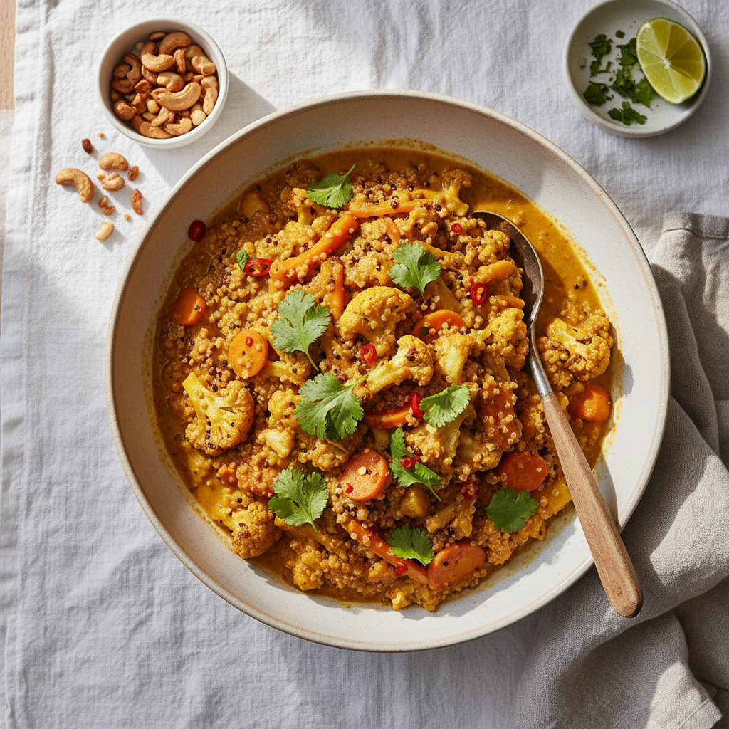Curry Rapide Chou-Fleur, Carottes et Quinoa