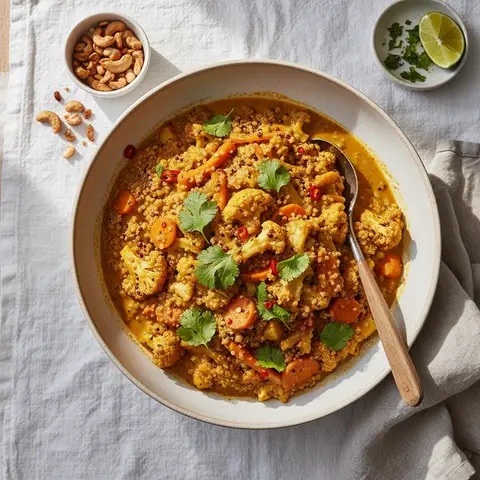 Schnelles Curry mit Blumenkohl, Karotten und Quinoa