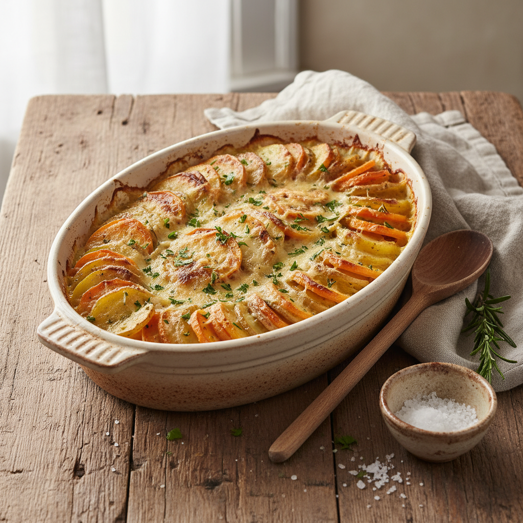 Gratin de pommes de terre et carottes