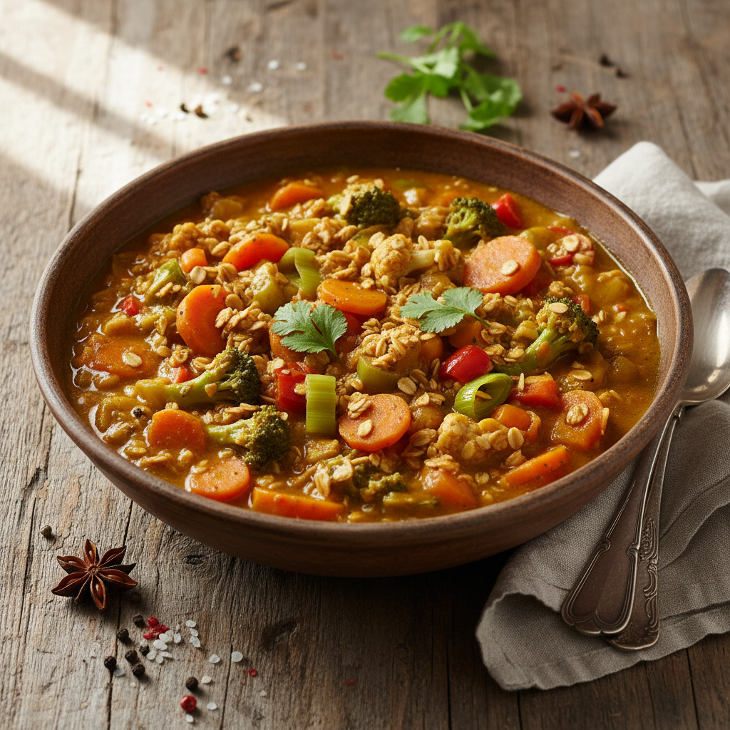 Curry Indien aux Flocons d'Avoine et Légumes