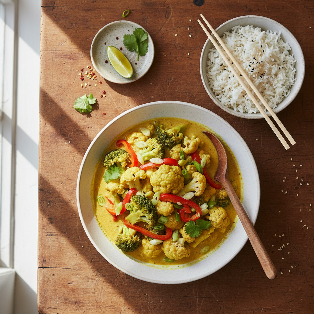 Curry de Brocoli et Chou-fleur au Lait de Coco