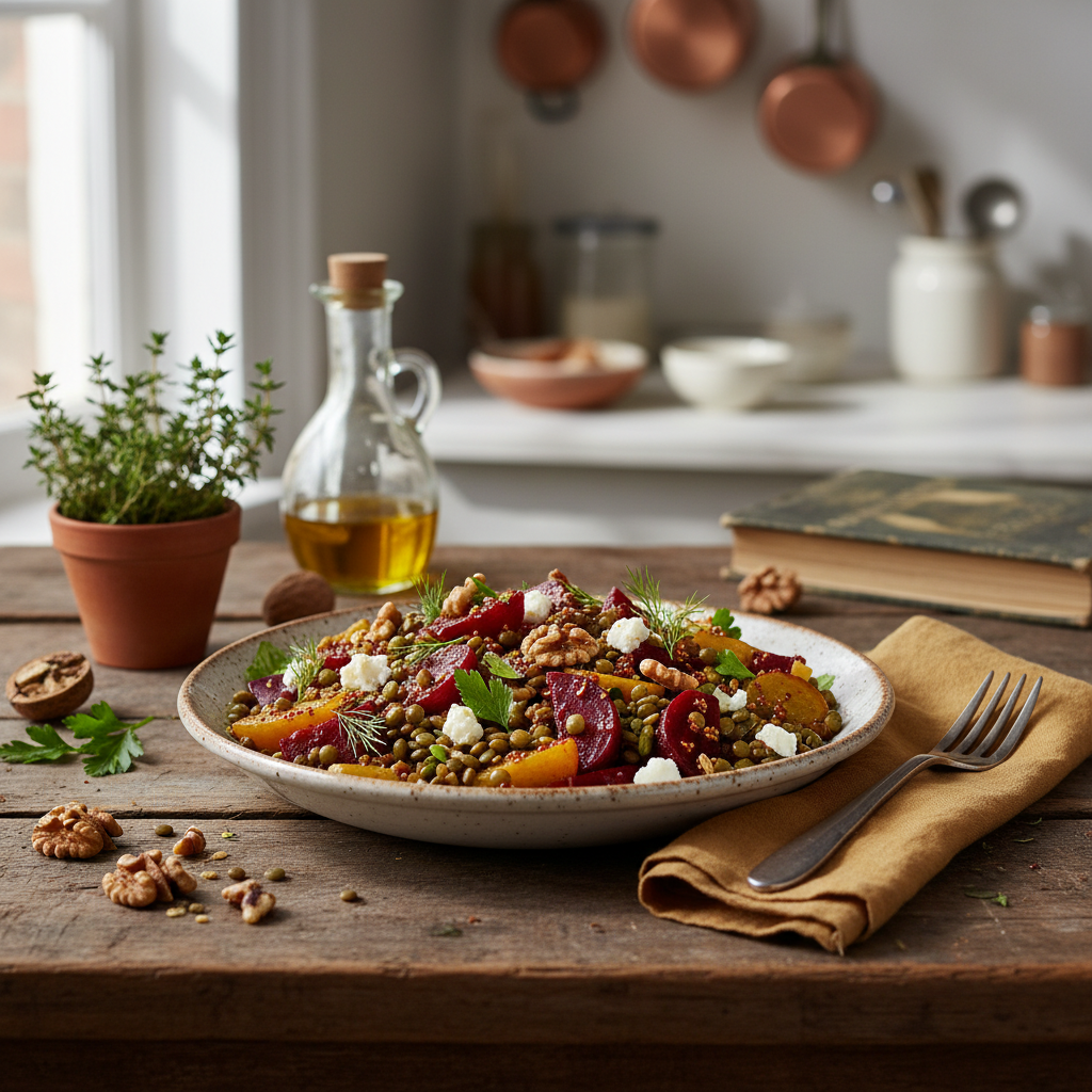 Salade Tiède de Betterave et Lentilles aux Noix