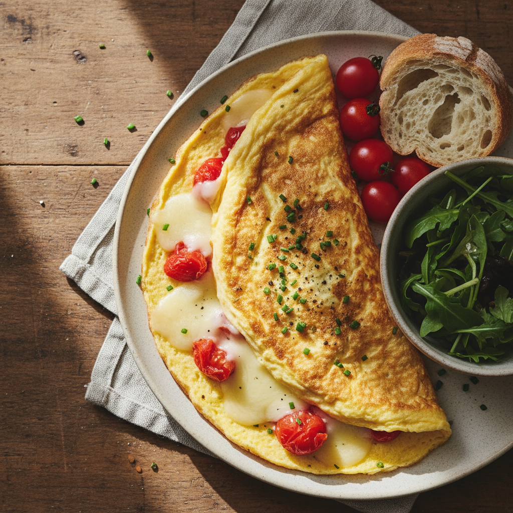 Omelette au Fromage et Tomate
