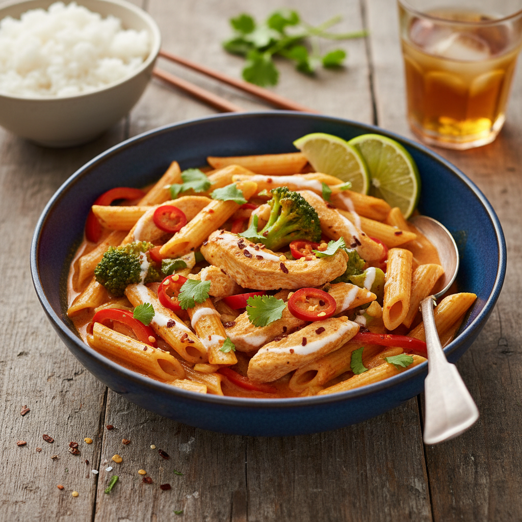 Poulet Curry Thaï aux Pâtes