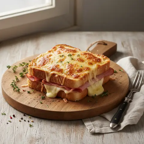 Überbackener Croque-Monsieur