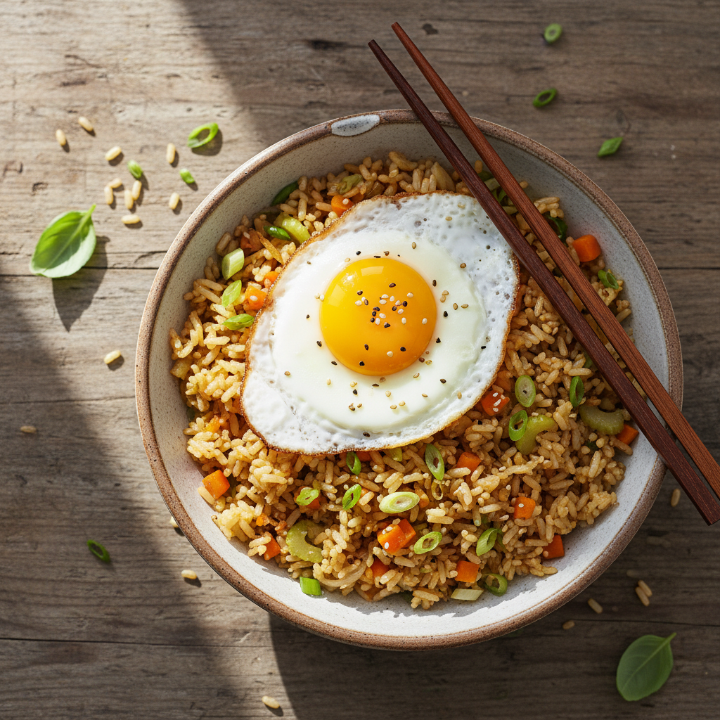 Riz Sauté aux Légumes et Œuf