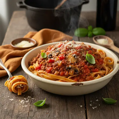 Hausgemachte Bolognese-Pasta
