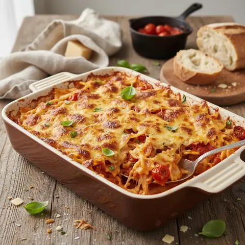 Pasta-Gratin mit Comté und Tomaten