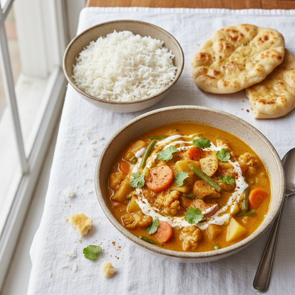 Curry de Légumes et Pommes à la Crème