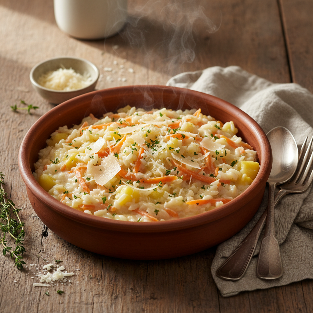 Risotto Italien Carotte-Pomme de Terre-Parmesan