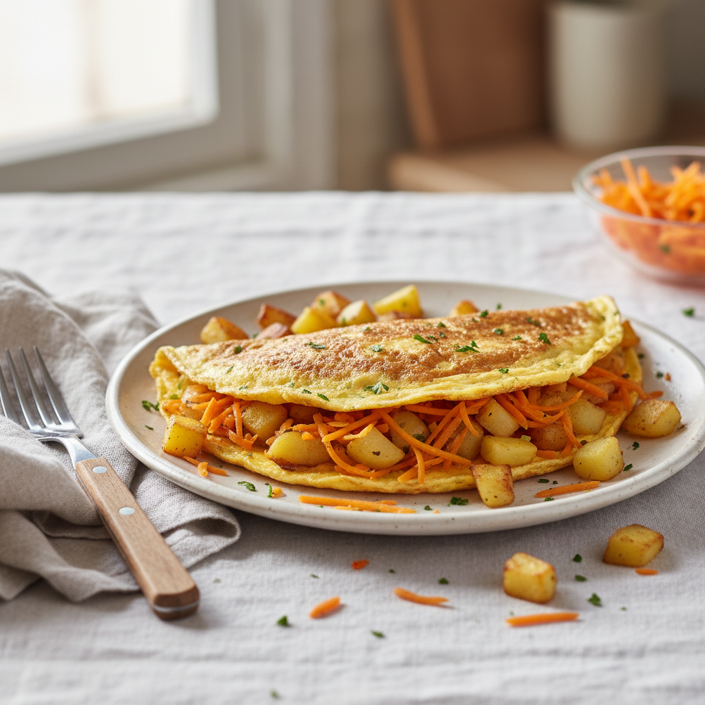 Omelette aux pommes de terre et carotte